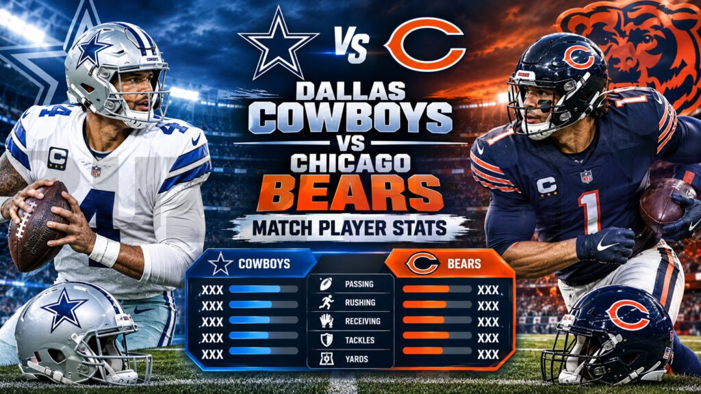 dallas cowboys vs chicago bears match player stats